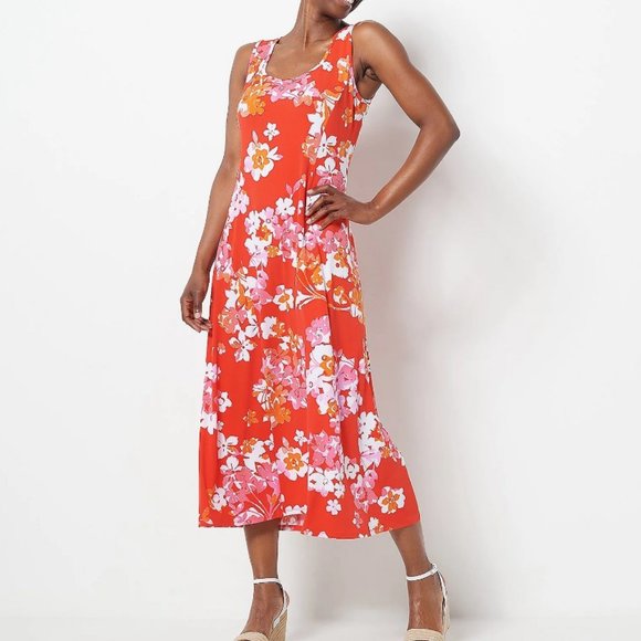 Susan Graver Dresses & Skirts - Susan Graver Petite Liquid Knit Sleeveless Midi Dress  11420